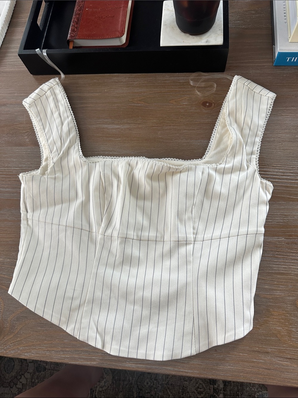 wild fable White Pinstripe Square-Neck Camisole